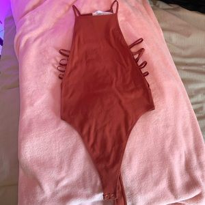 Burgundy Bodysuit with open sides